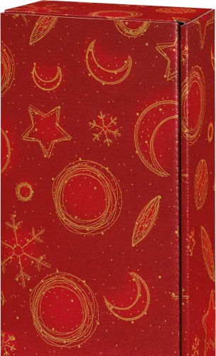 Karton na 2fl červený s vianočným motívom 120237