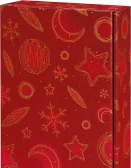 Karton na 3fl červený s vianočným motívom 130237