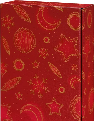 Karton na 3fl červený s vianočným motívom 130237